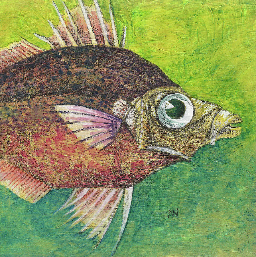 Funky Fish Mixed Media by AnneMarie Welsh