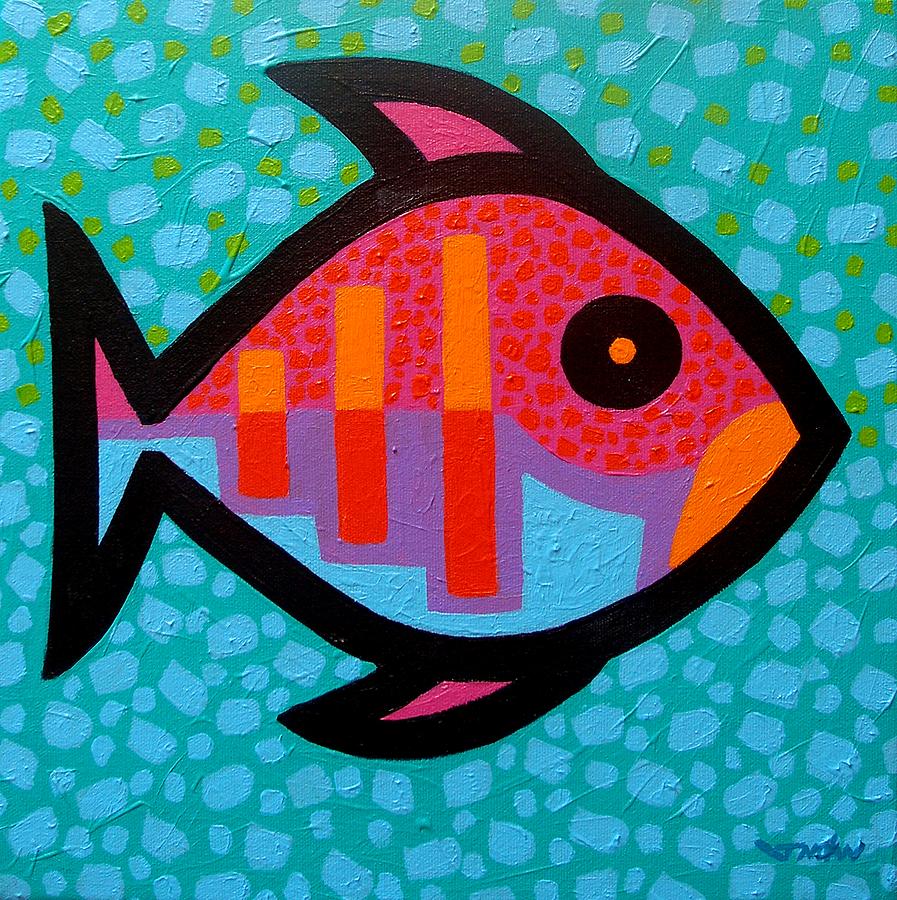 Fish Painting - Funky Fish III  by John  Nolan