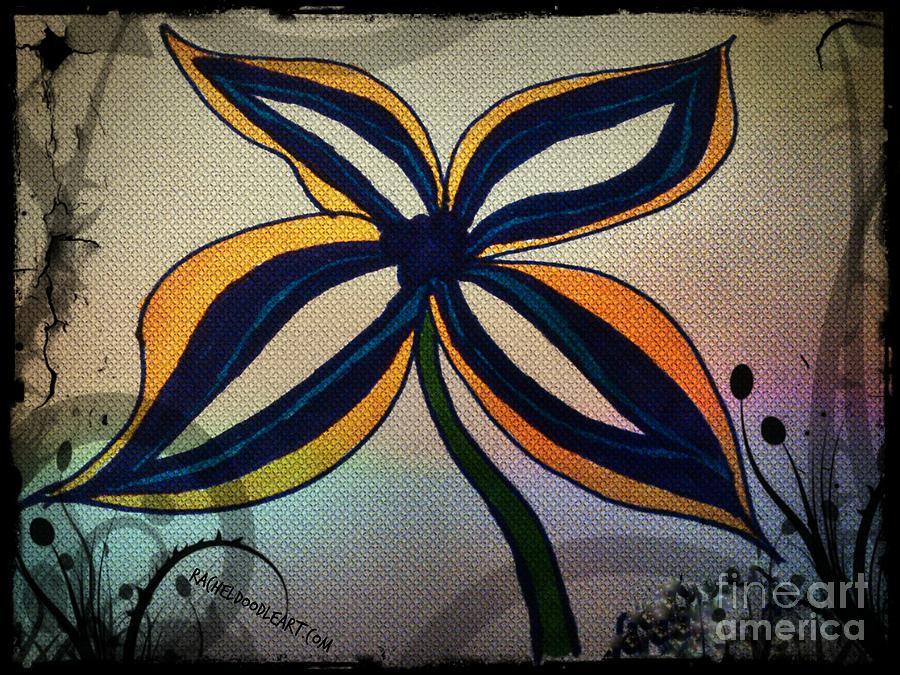 Doodle Drawing - Funky Flower by Rachel Maynard Doodle Drawing - Funky Flower by Rachel Maynard