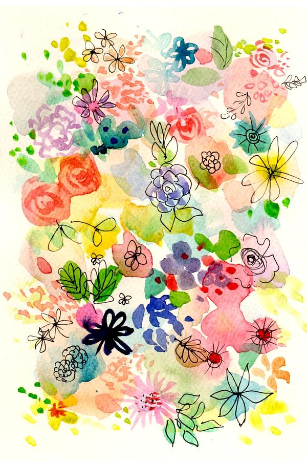 Funky Flowers Painting by Chris Hobel