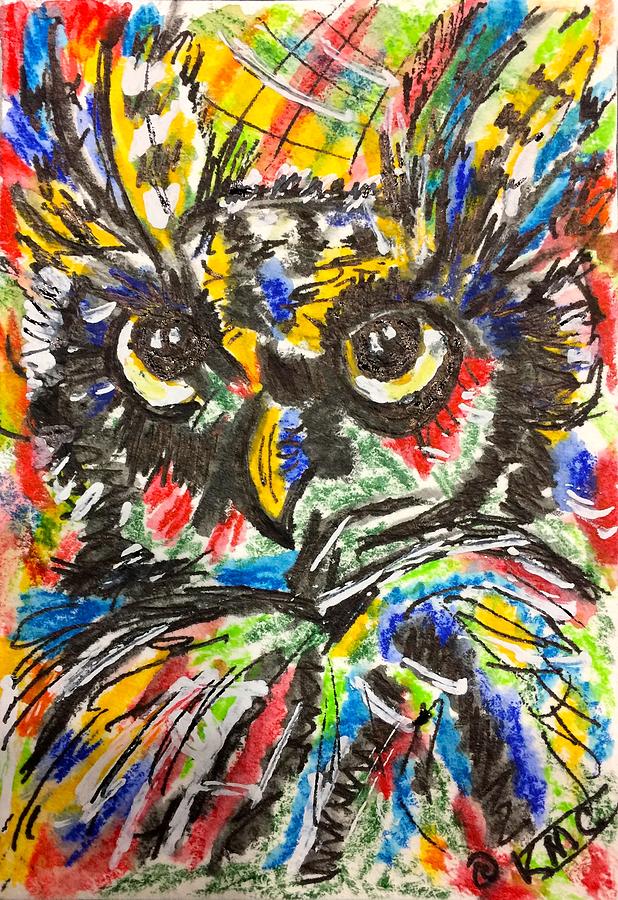 Owl Painting - Funky Owl by Kathy Marrs Chandler