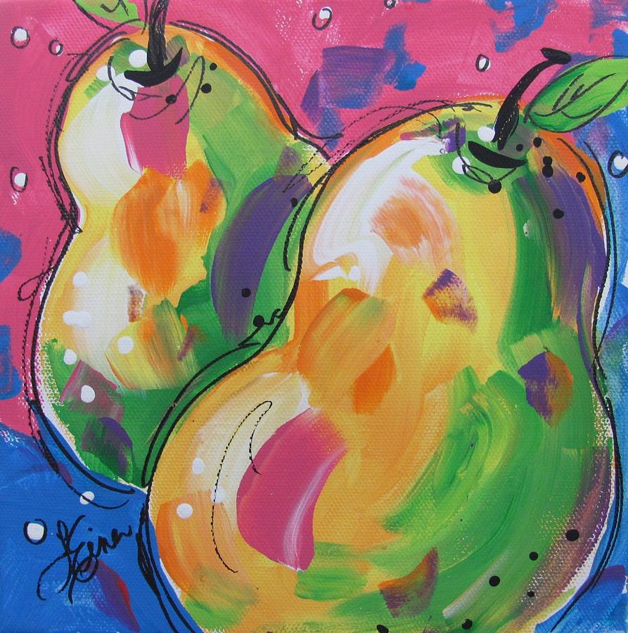 Funky Pears Painting by Terri Einer