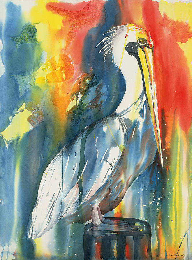 Funky Pelican Painting by Tara Moorman