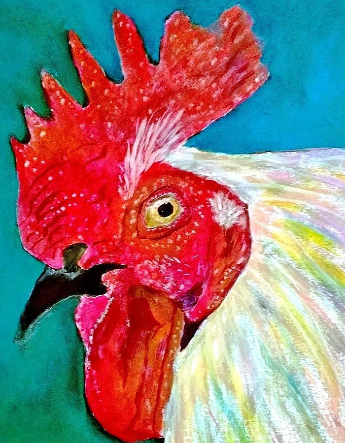 Funky Rooster Painting by Anne Sands