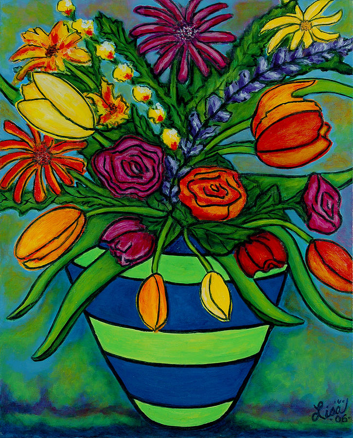 Funky Town Bouquet Painting by Lisa  Lorenz