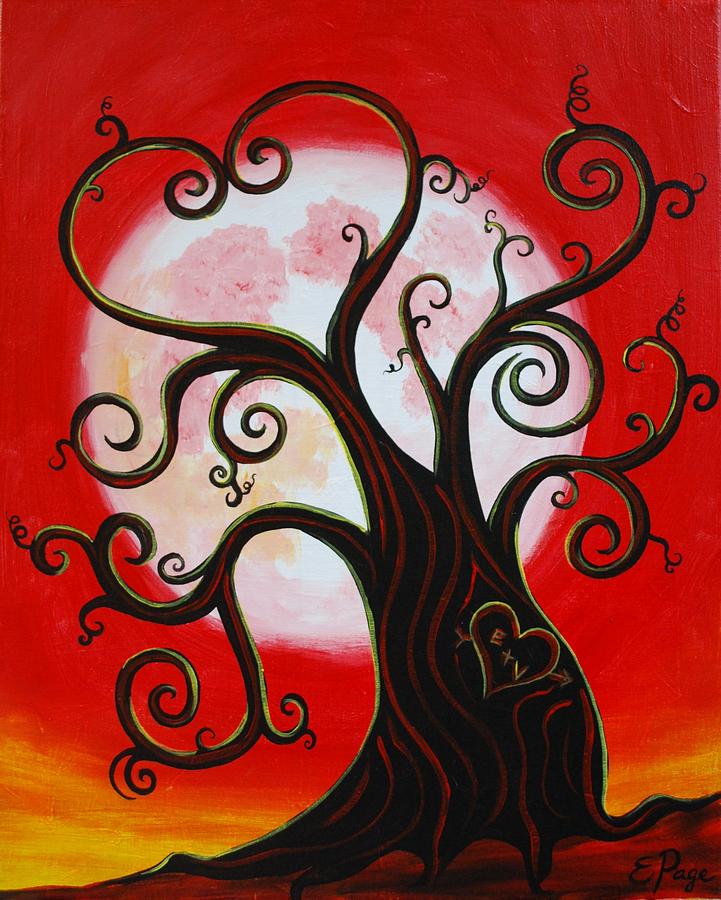 Funky Tree in Love Painting by Emily Page