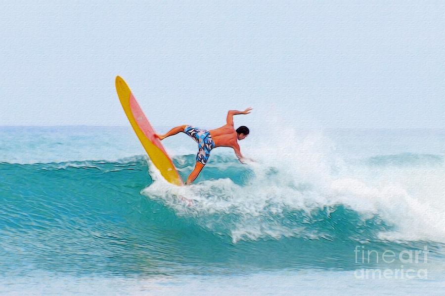 Funky Waikiki Surfer - Painterly Photograph by Scott Cameron