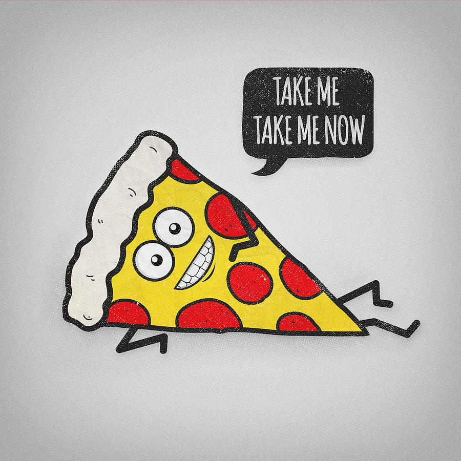 Funny And Cute Delicious Pizza Slice Wants Only You Digital Art
