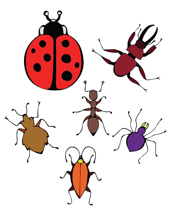 Funny Bugs Painting by Irina Sztukowski