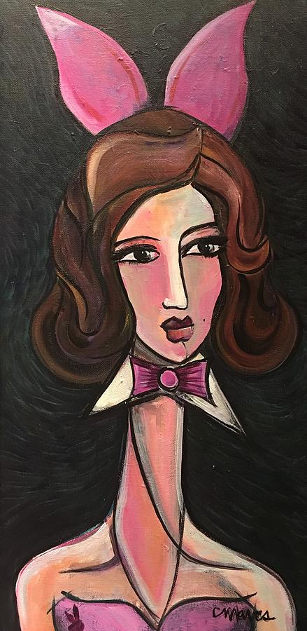 Funny Bunny Lady Painting by Laurie Maves ART