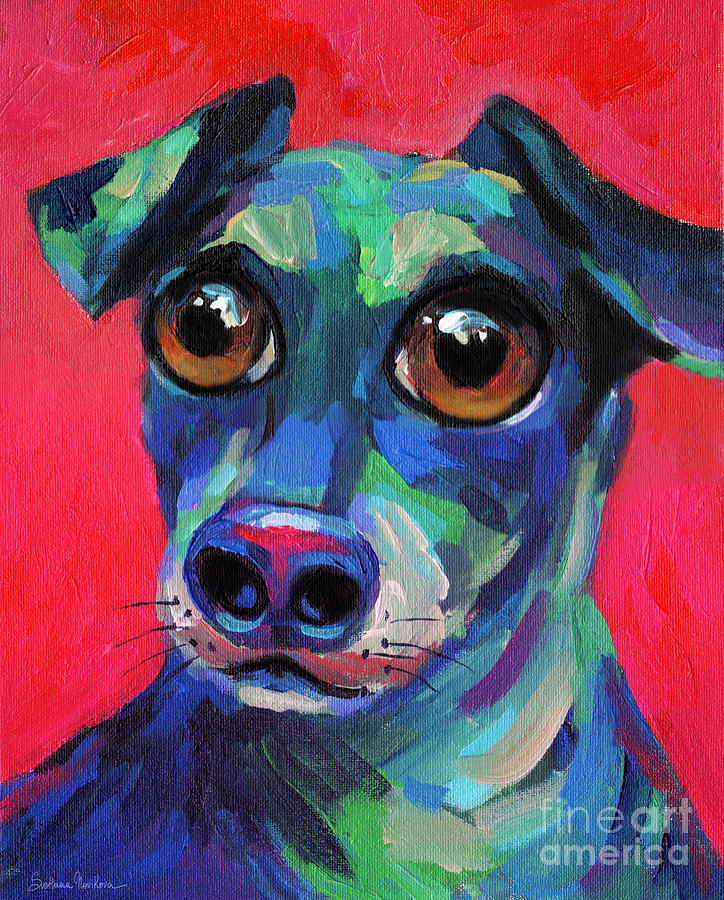 Funny dachshund weiner dog with intense eyes Painting by Svetlana Novikova