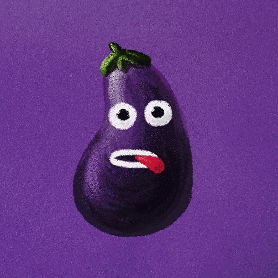 Funny Eggplant Digital Art by Boriana Giormova