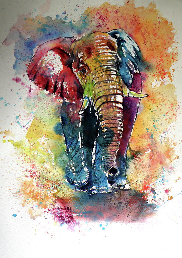 Funny elephant Painting by Kovacs Anna Brigitta