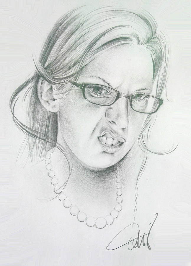 Portrait Drawing - Funny Face by Hans Doller