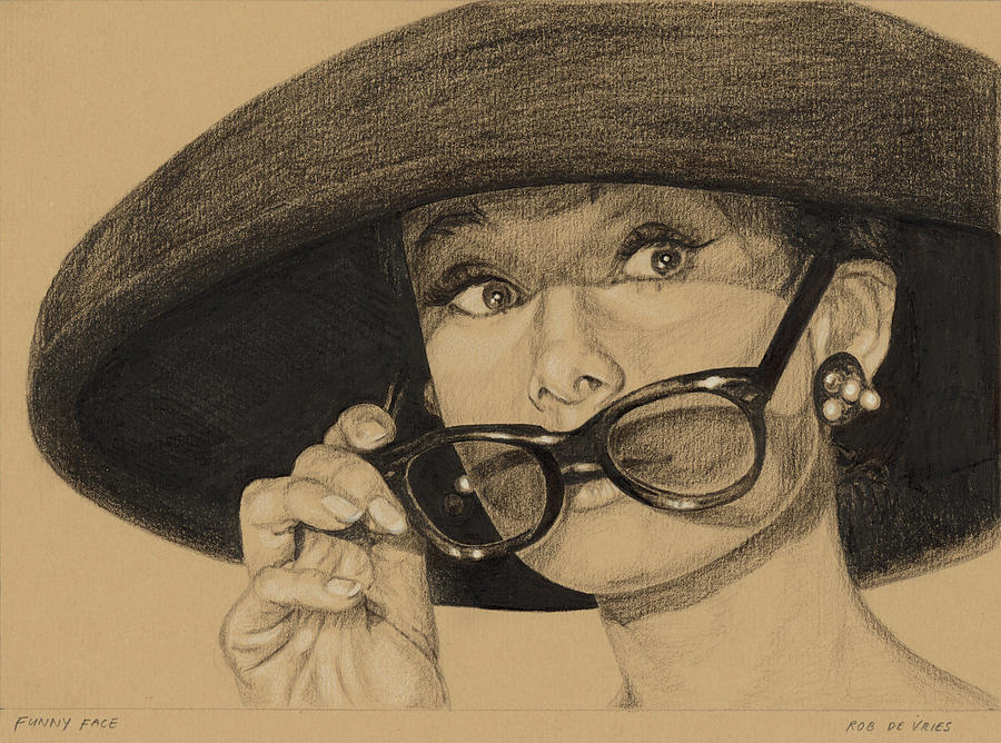 Audrey Hepburn Drawing - Funny face by Rob De Vries