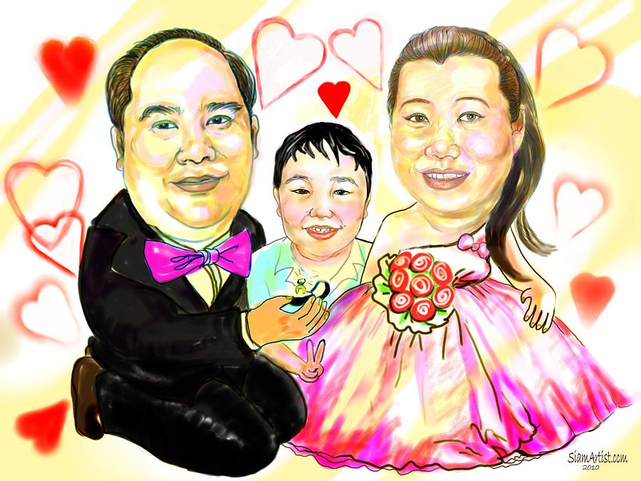 Funny Family In The Love Rhythm Painting by Sukalya Chearanantana