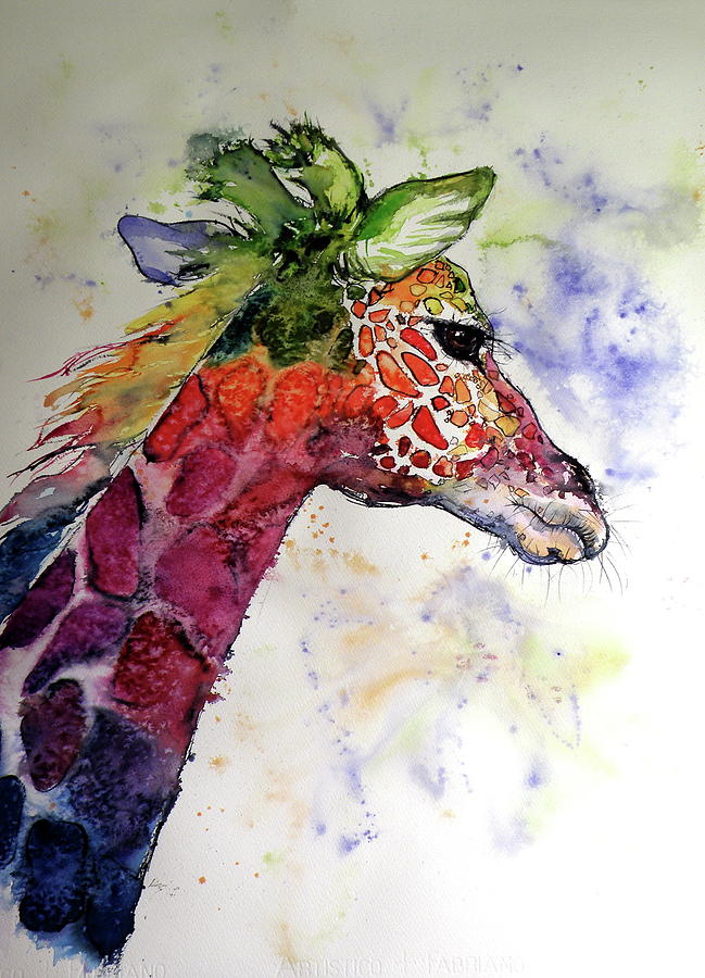 Funny giraffe Painting by Kovacs Anna Brigitta