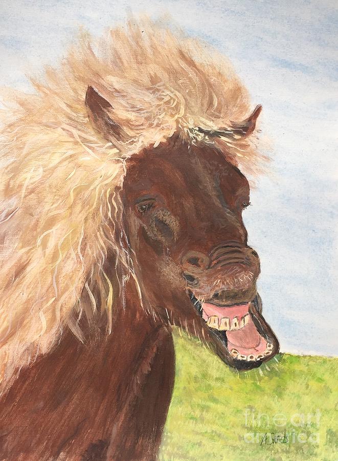 Funny Iceland Horse Painting by Anne Sands