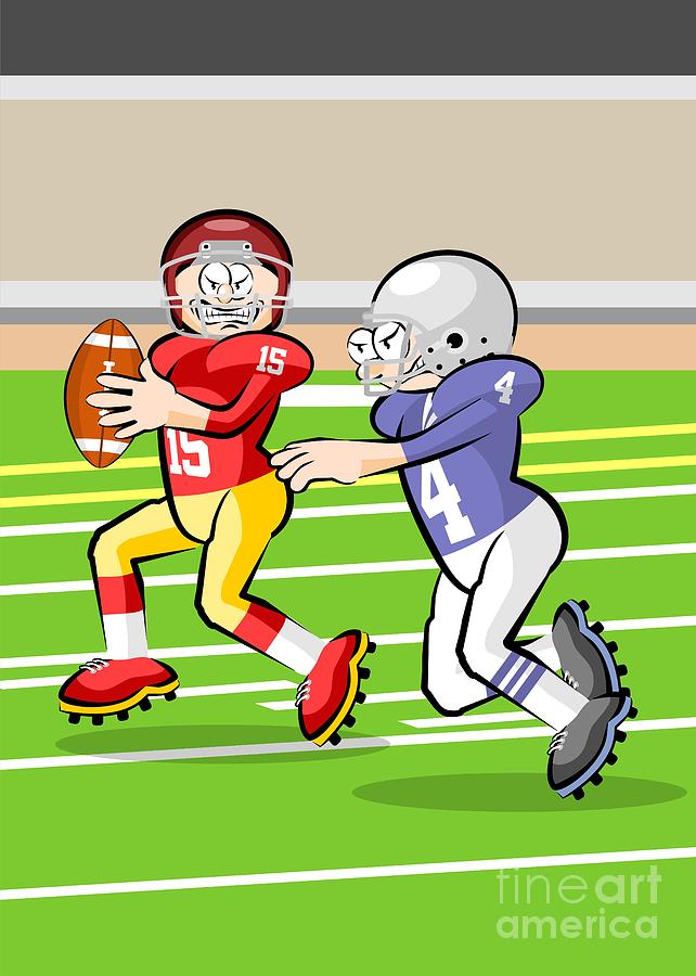 Funny illustration about American Football in cartoon style Digital Art by  Daniel Ghioldi - Fine Art America