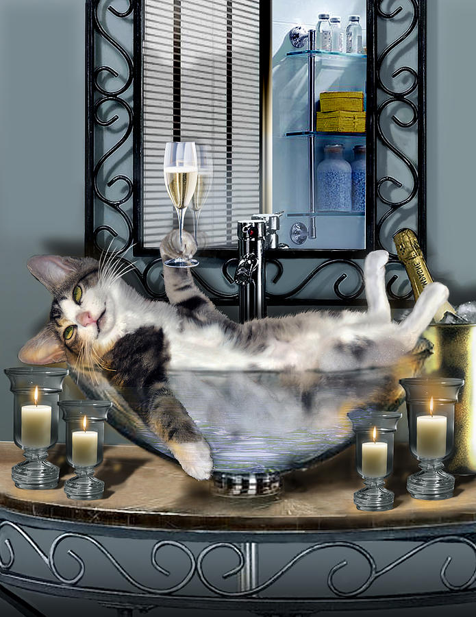 Funny pet print with a tipsy kitty  Painting by Regina Femrite