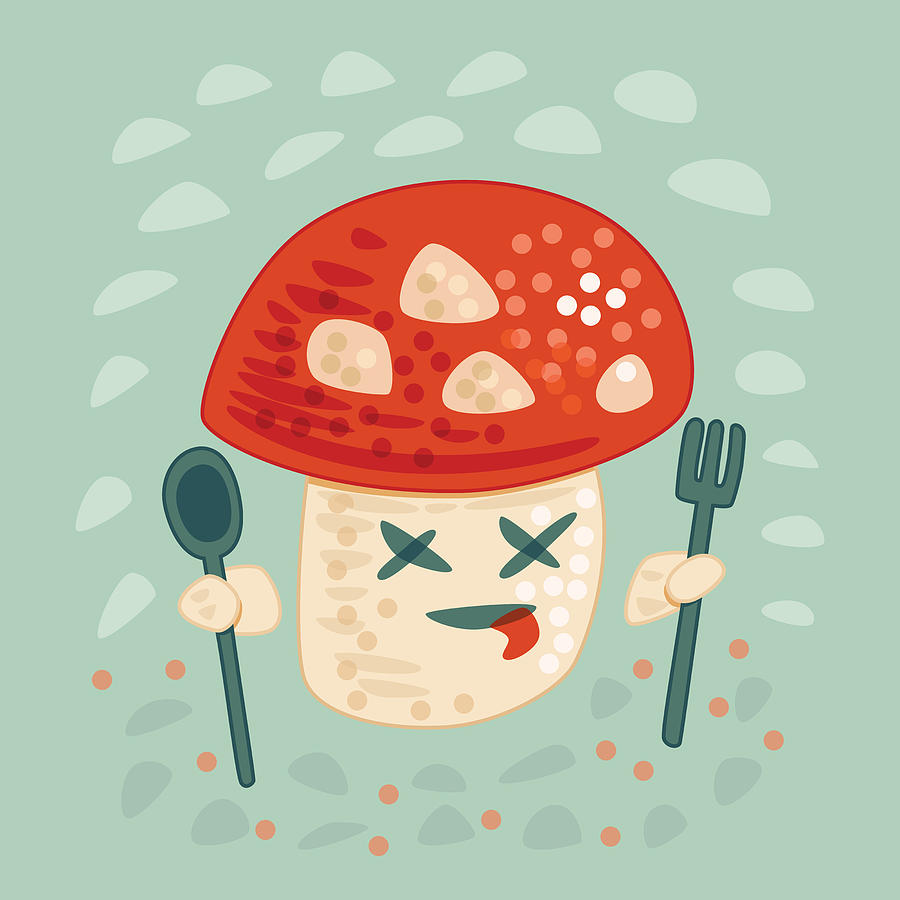 Funny Poisoned Mushroom Character Digital Art by Boriana Giormova