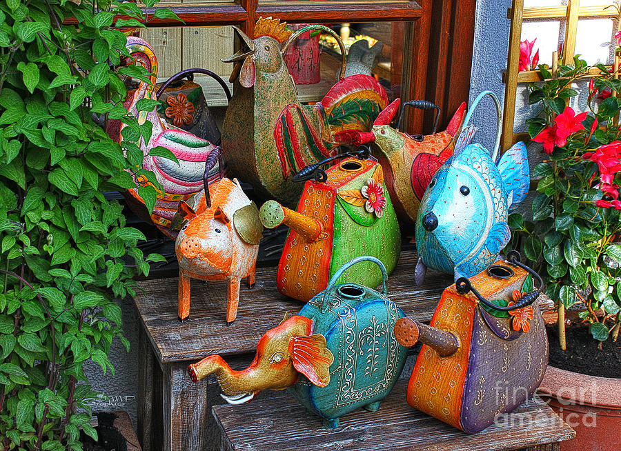 Funny Watering Cans Photograph by Jutta Maria Pusl