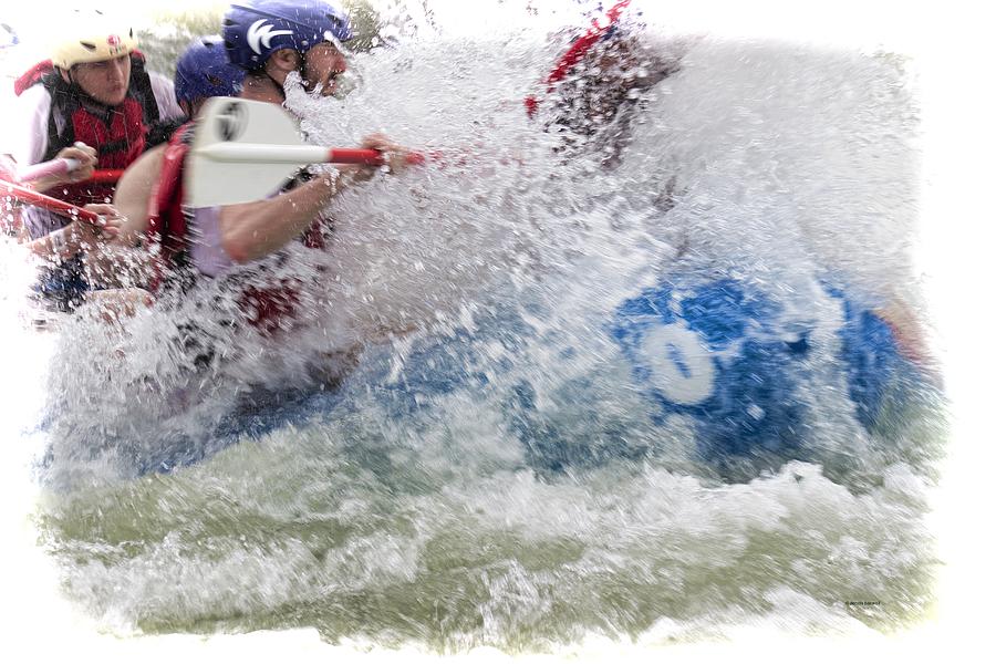 Whitewater Rafting Photograph - Furious paddling by Dennis Baswell