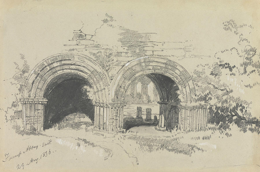 Furness Abbey East, 29 August 1836 Drawing by Edward Lear