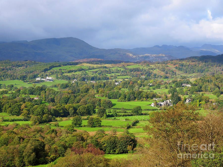 Furness Fells and the Langdales from Latterbarrow in the Lake District ...