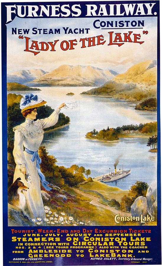 Furness Railway - New Steam Yacht - Lady Of The Lake - Retro travel Poster - Vintage Poster Mixed Media by Studio Grafiikka