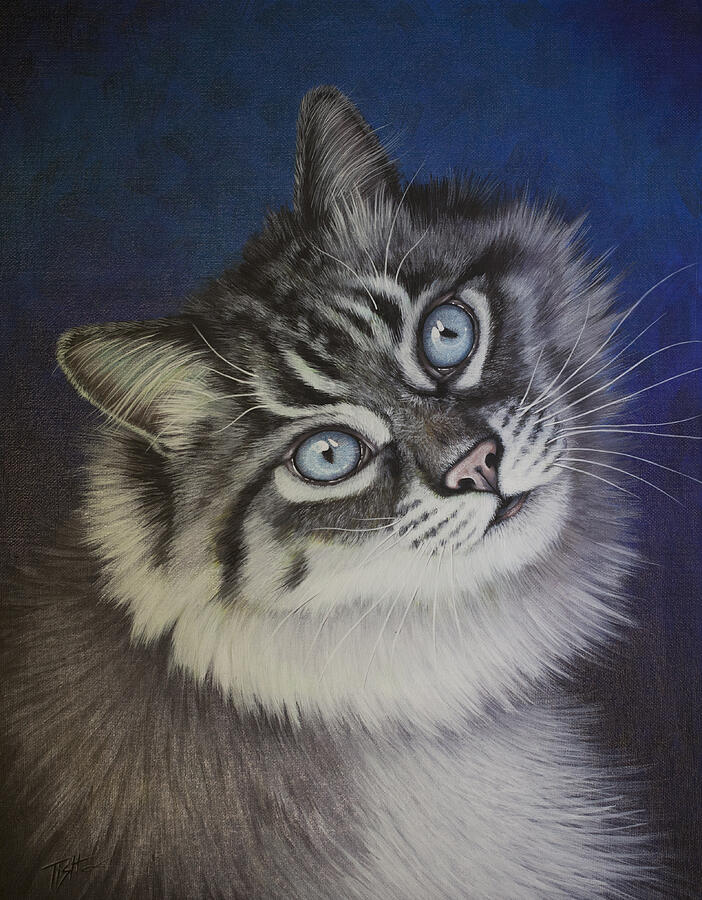 Furry Tabby cat Painting by Tish Wynne