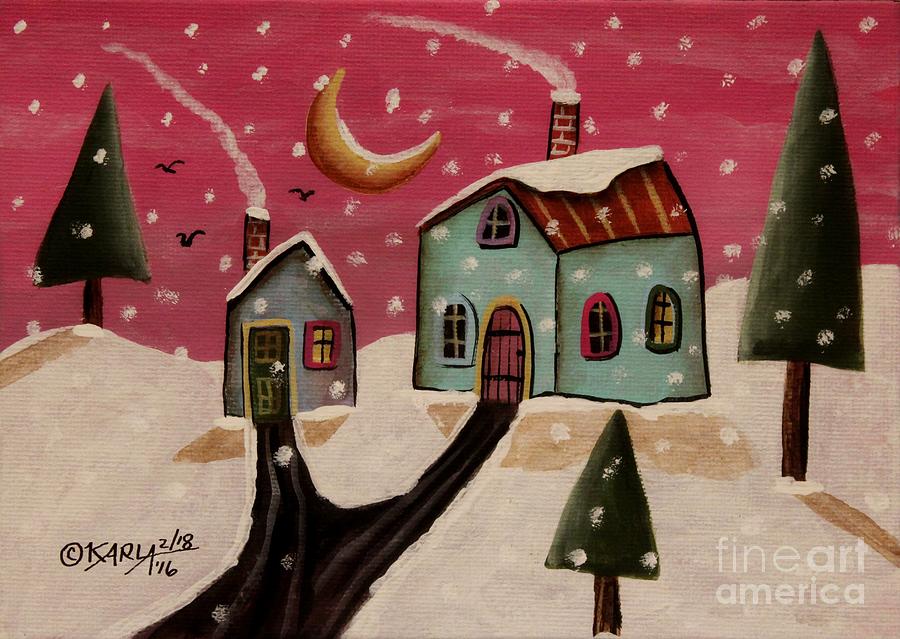 Winter Painting - Fuschia Sky by Karla Gerard Winter Painting - Fuschia Sky by Karla Gerard