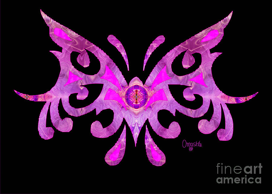 Fuschia Tribal Butterfly Abstract Macro Transformations by Omash Digital Art by Omaste Witkowski