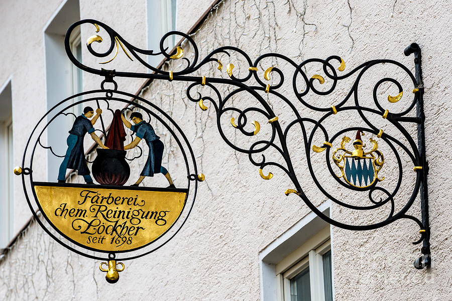 Fussen Old Town Merchant Sign - Germany Photograph by Gary Whitton