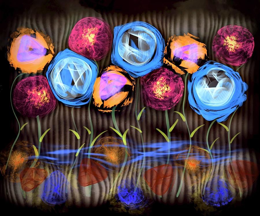 Futuristic Florals Abstract Pattern Art Digital Art