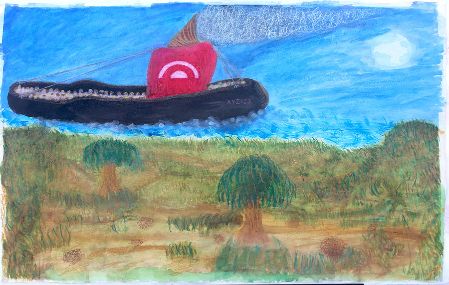 Water Color Painting - Futuristic Slave Ship Of North Island Slaves by Sirron Kyles Water Color Painting - Futuristic Slave Ship Of North Island Slaves by Sirron Kyles