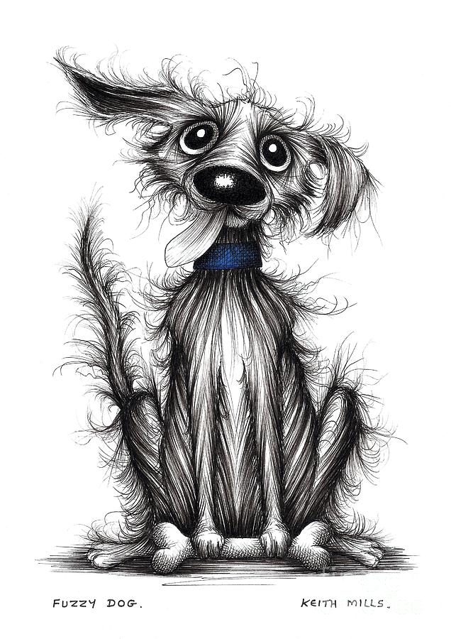 Fuzzy dog Drawing by Keith Mills