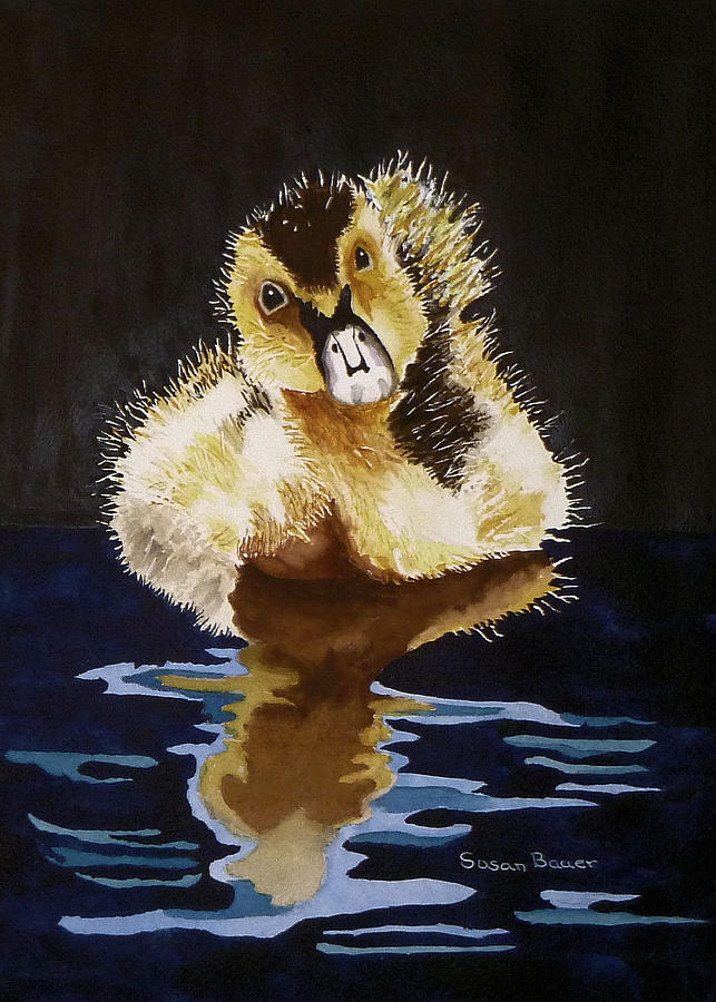 Fuzzy Ducky Painting by Susan Bauer