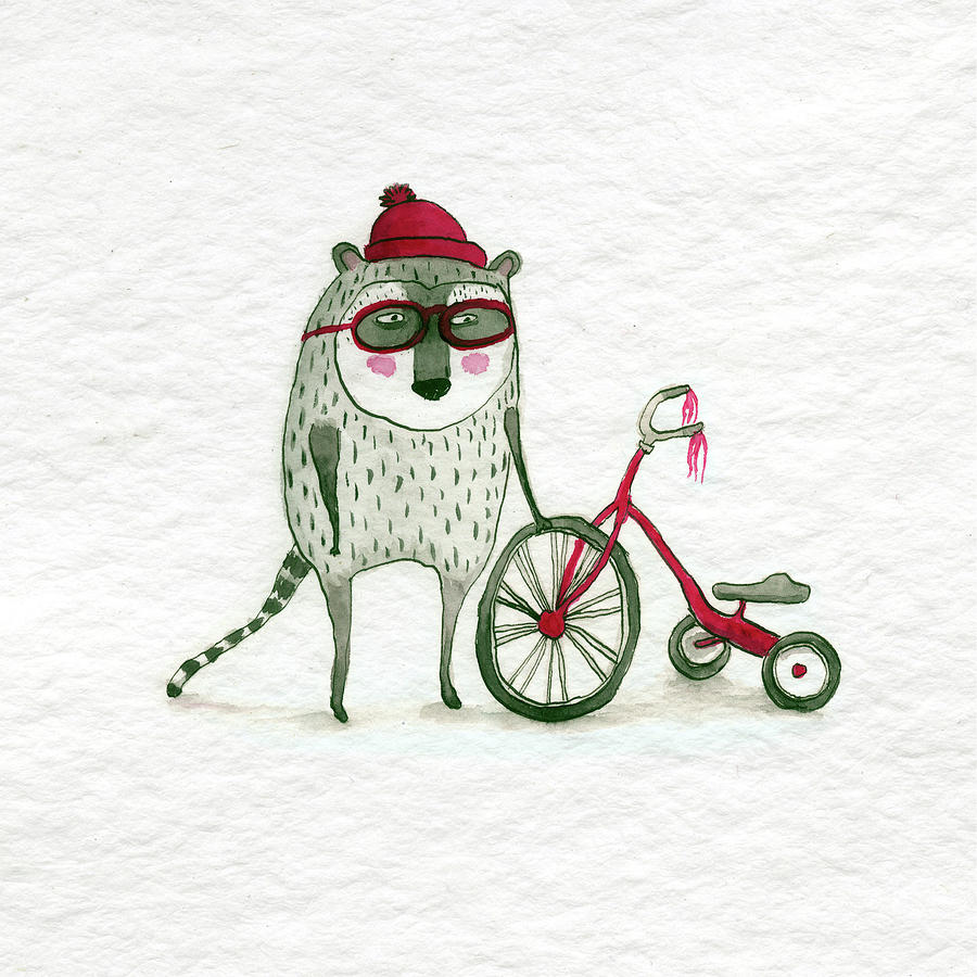 Fuzzy Dude with Trike Painting by Julia Collard