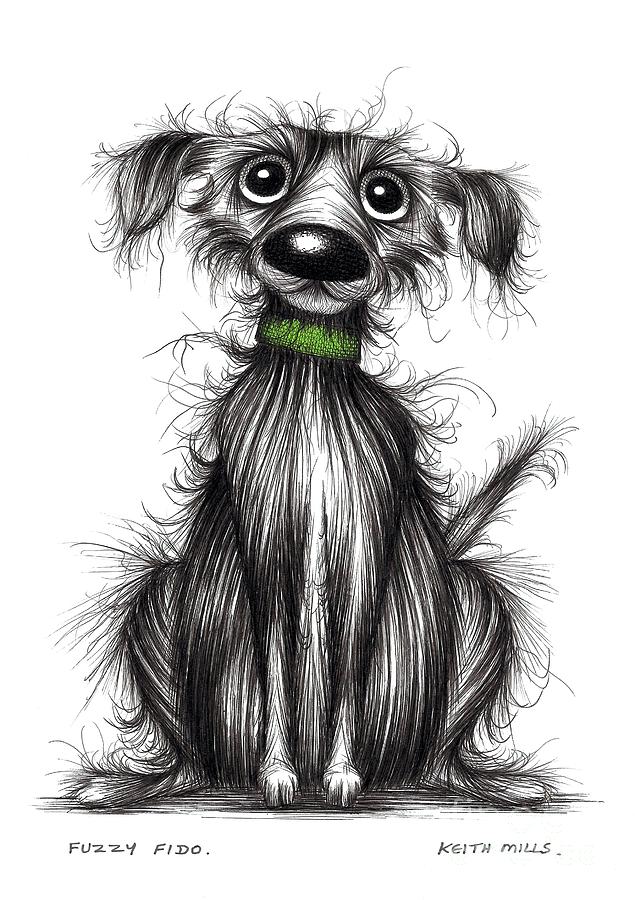 Fuzzy Fido Drawing by Keith Mills