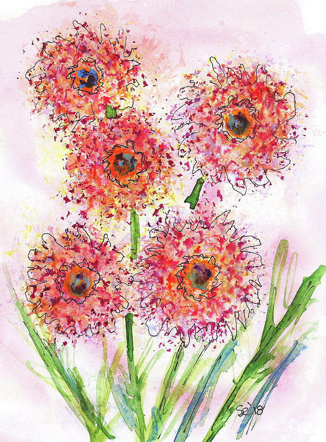 Fuzzy Flowers Painting by Susan Campbell