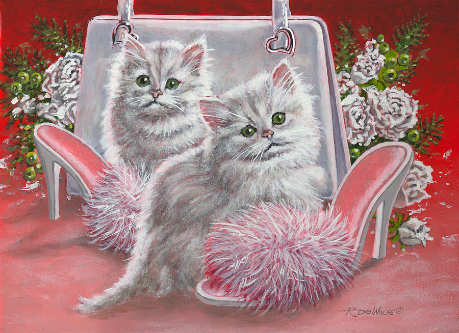Cat Painting - Fuzzy Footwear by Richard De Wolfe