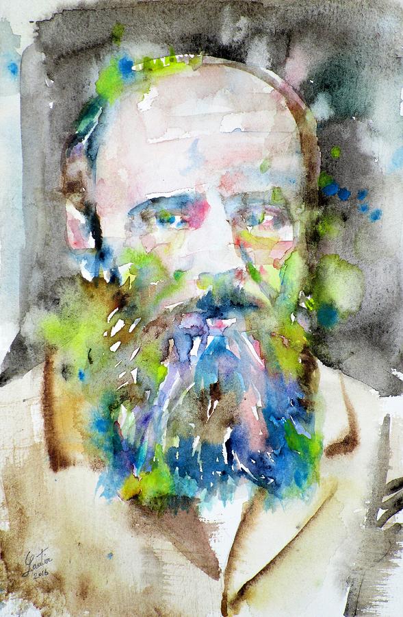 FYODOR DOSTOYEVSKY - watercolor portrait.6 Painting by Fabrizio Cassetta