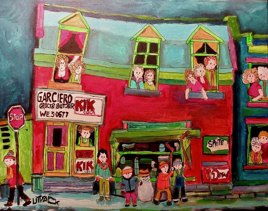 G. Arceiro Grocer Butcher GooseVillage Painting by Michael Litvack