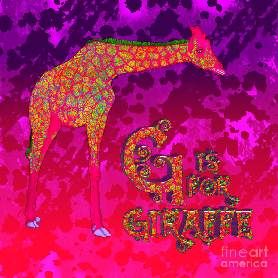 Animal Digital Art - G is for Giraffe by Margaret Newcomb
