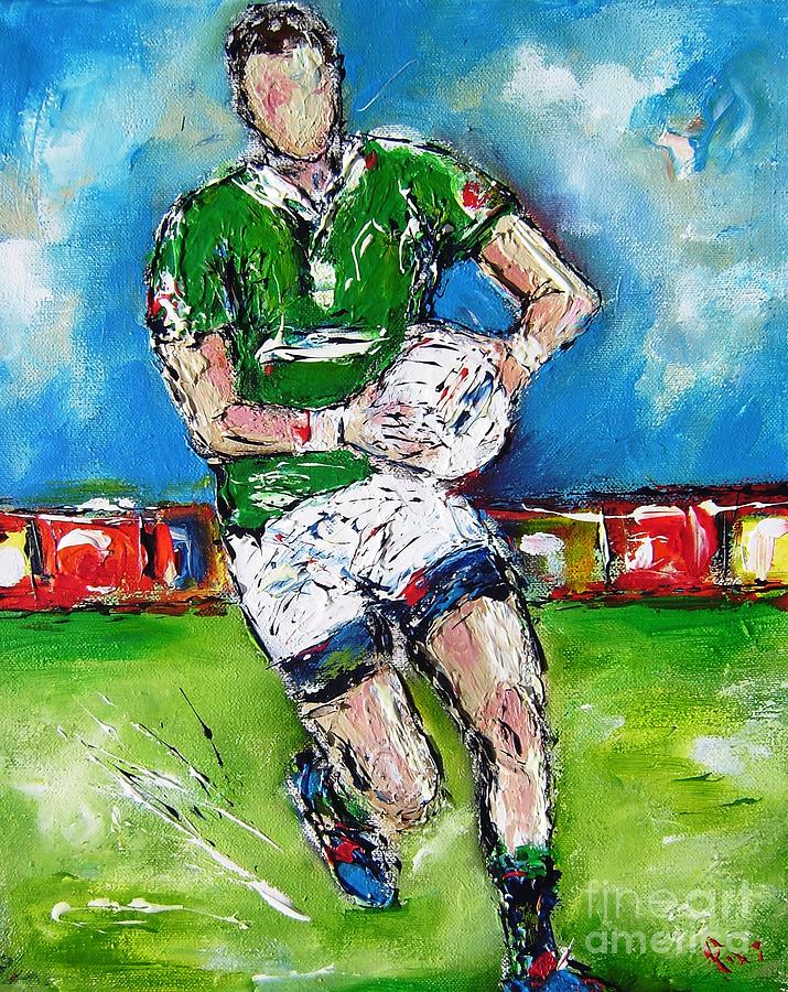 GAA footballer Painting by Mary Cahalan Lee - aka PIXI