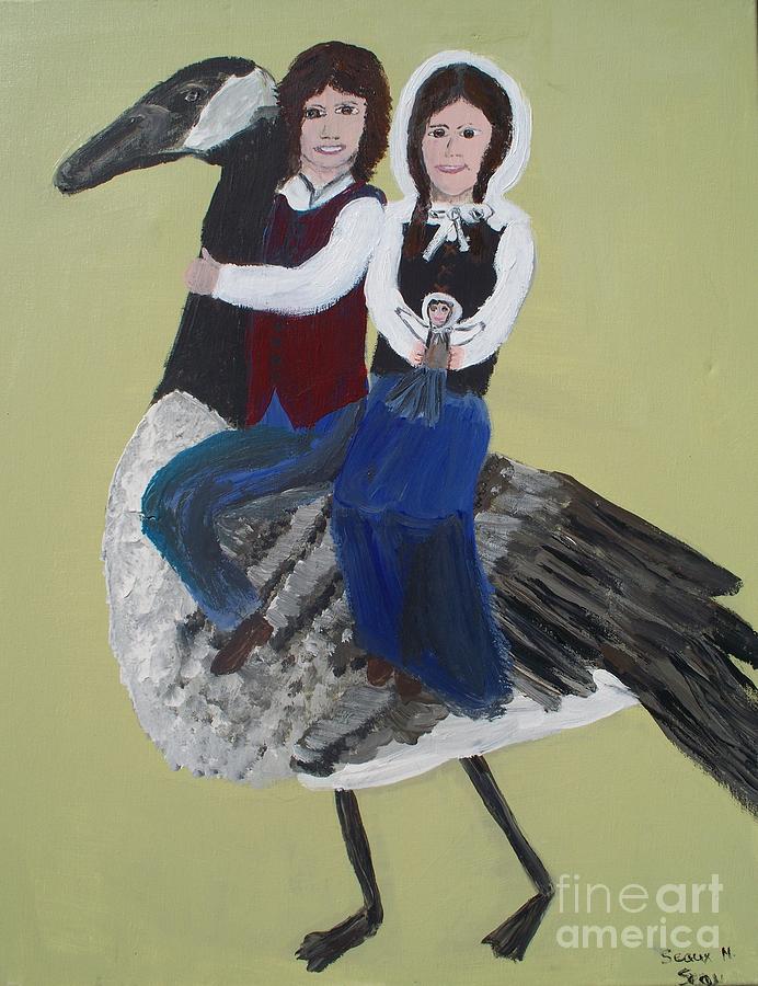 Gabriel and Evangeline on a Canadian Goose Painting by Seaux-N-Seau Soileau