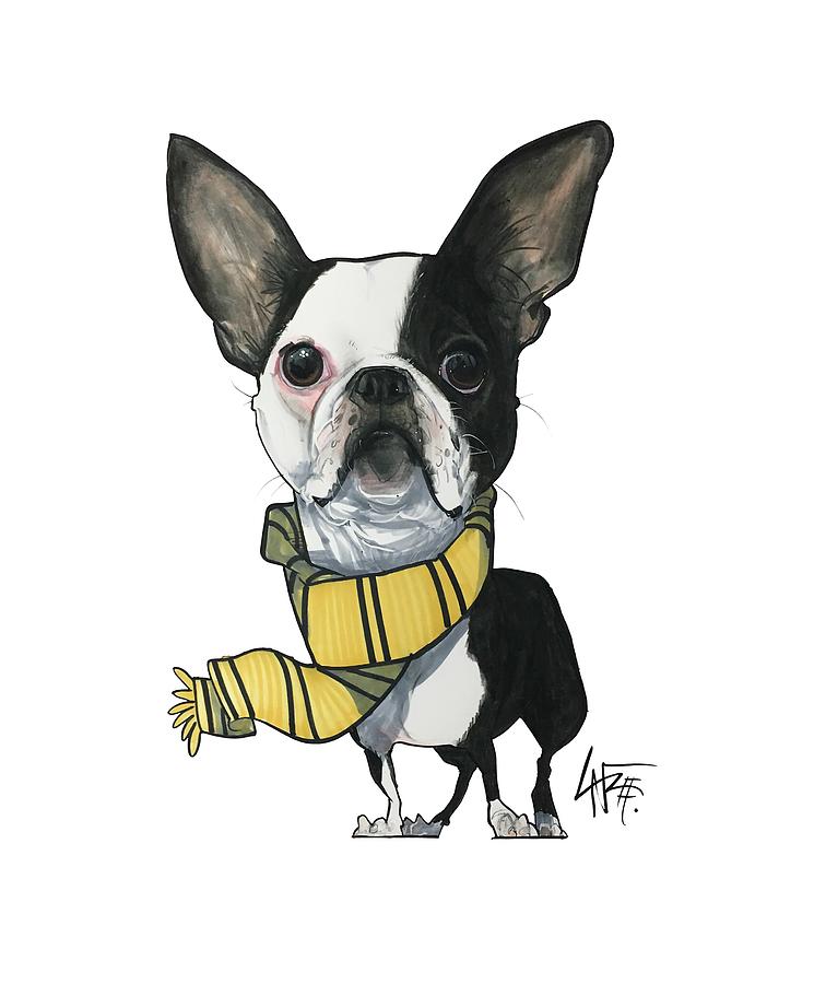 Boston Terrier Drawing - Gagnon 3406 by John LaFree