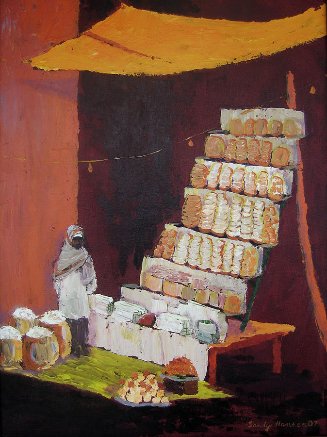 Gajak Sweet Shop Painting by Art Nomad Sandra  Hansen