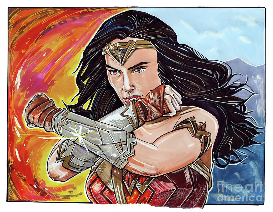 Gal Gadot As Wonder Woman Drawing By Dave Olsen 